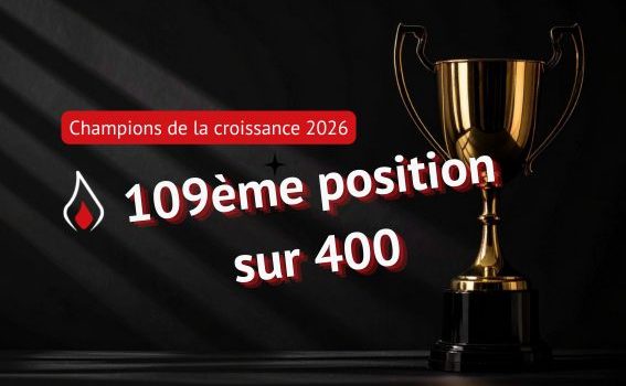 Image avec trophée indiquant la 109 position de Chaudières Location dans le palmarès des champions de la croissance 2026