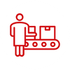 Pictogramme rouge sur fond rond blanc pour la continuité de production industrielle